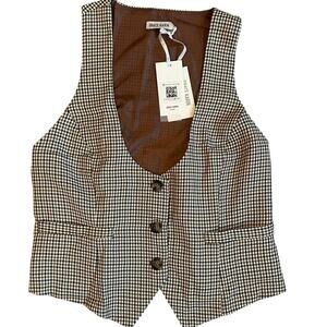 Grace Karin Black and White Checkered Vest